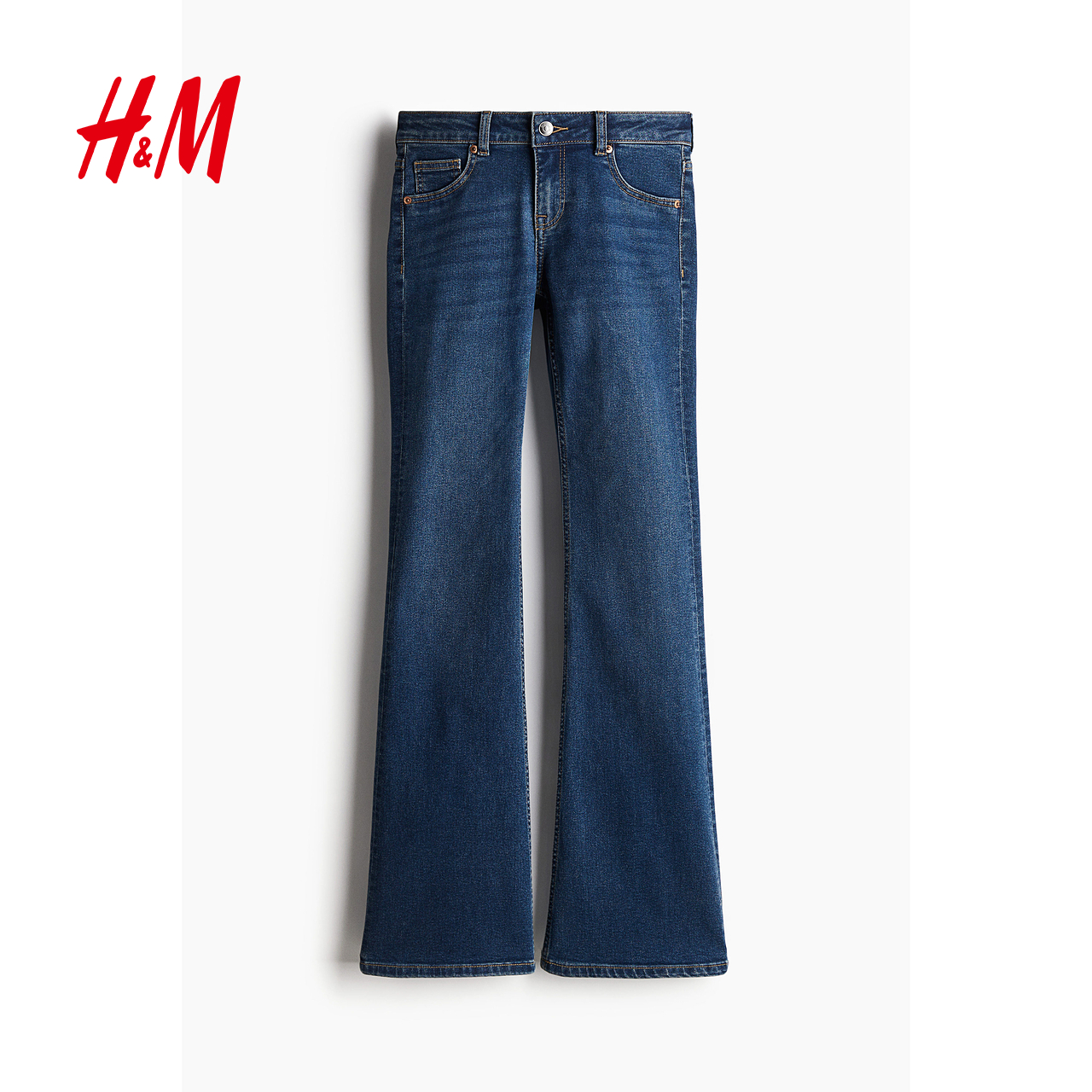 HM女装牛仔裤软牛仔时尚休闲潮流复古修身低腰喇叭长裤1239854 - 图3