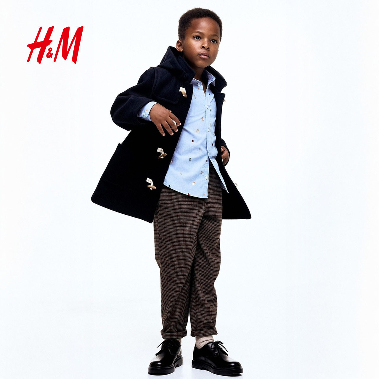 HM children's clothing children's boys' coat warm outdoor single-breasted duffle coat 1242008