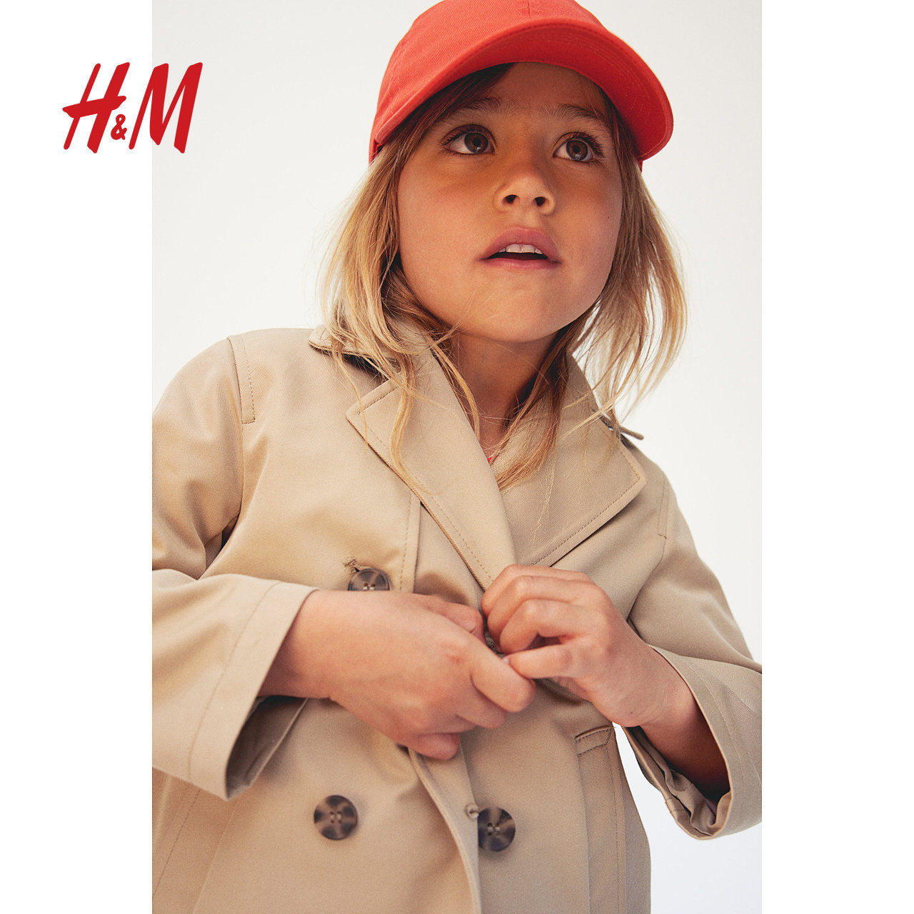 HM童装儿童女童外套冬季短风衣双排扣斜纹驳领夹克1236923,淘宝优惠券,粉丝福利购,淘宝优惠卷