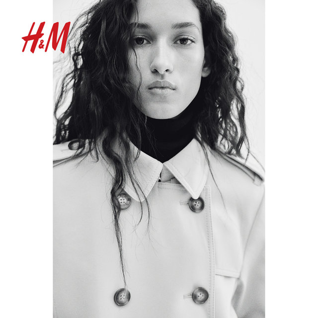 HM Women's Windbreaker 2025 Autumn New Fashion Temperament Slim Commuting Woven Double-breasted Jacket 1037529