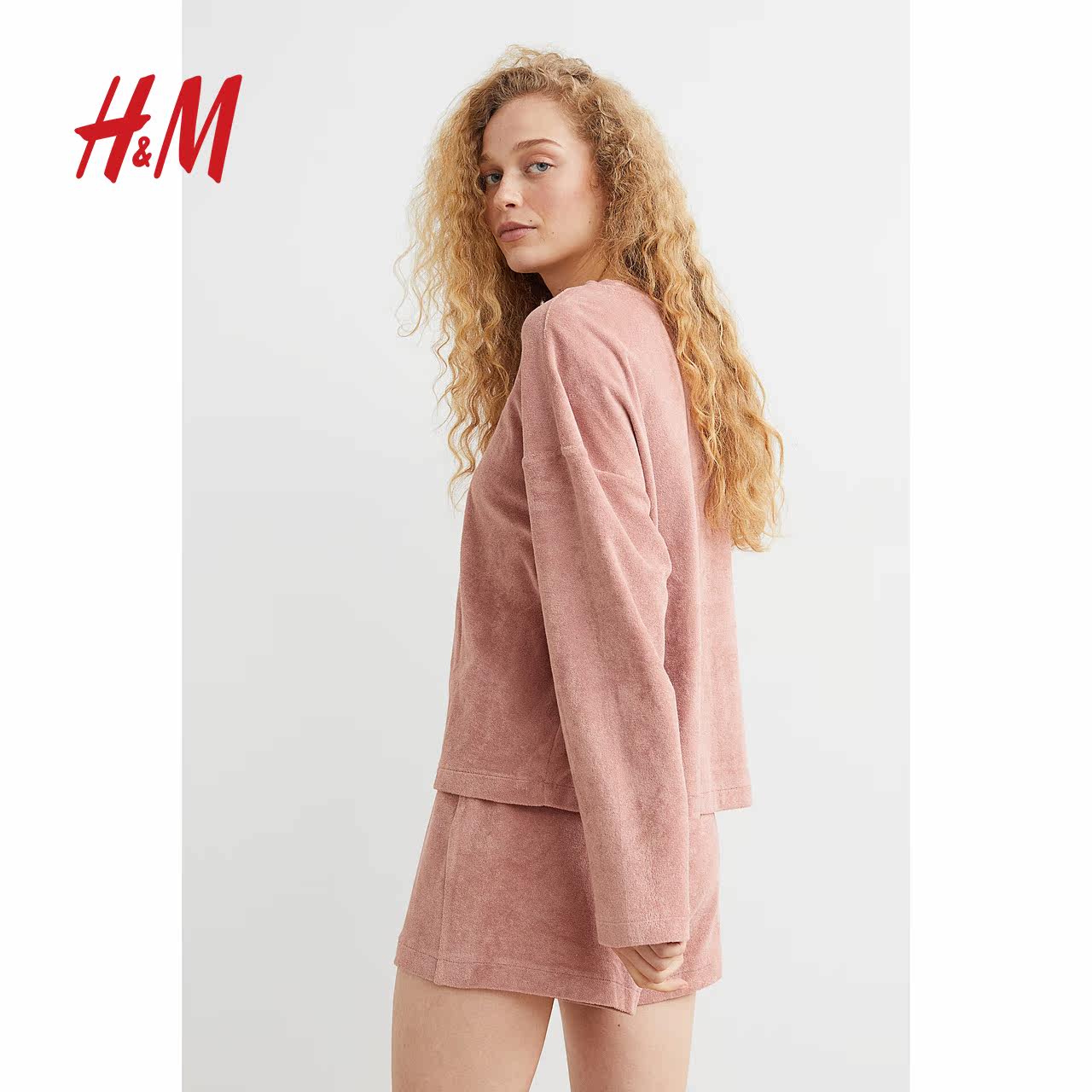 hm女士内衣睡衣套装毛绒质感短裤 HM睡衣/家居服套装