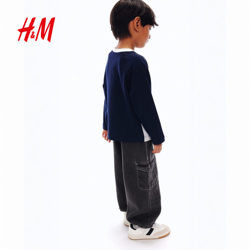 HM童装儿童男童25夏季牛仔裤仿工装牛仔慢跑裤1308757 - 图2
