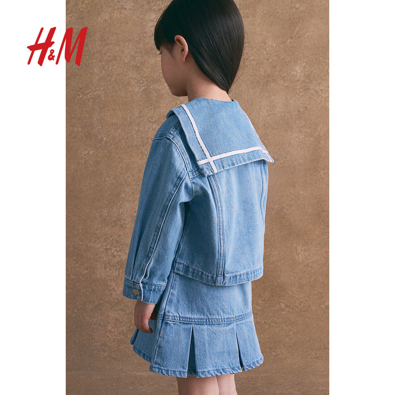 HM新款童装儿童女童牛仔外套潮流设计款海军领水手夹克1265195,淘宝优惠券,粉丝福利购,淘宝优惠卷