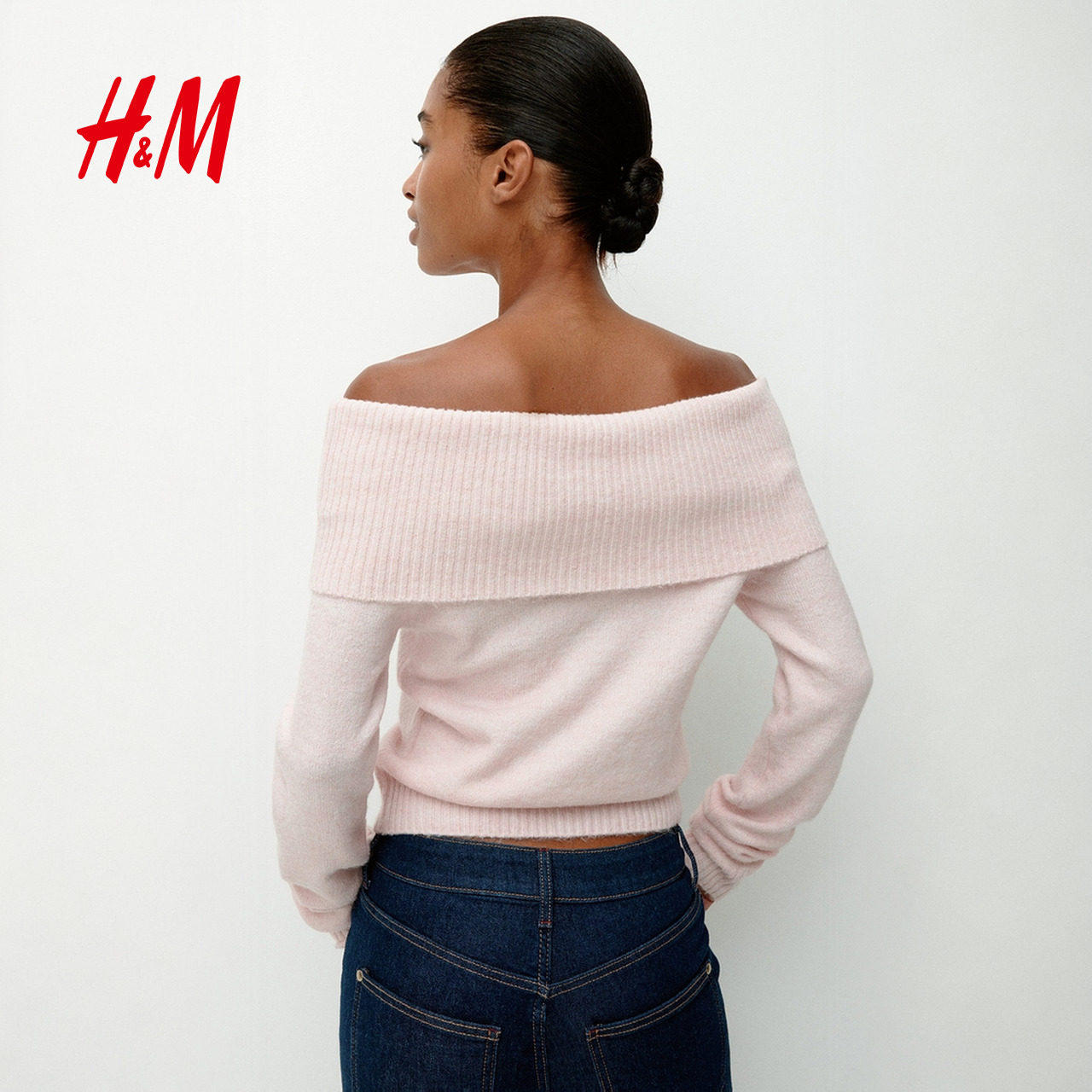 HM女装毛针织衫冬季露肩修身一字领长袖内搭套衫1296847,淘宝优惠券,粉丝福利购,淘宝优惠卷