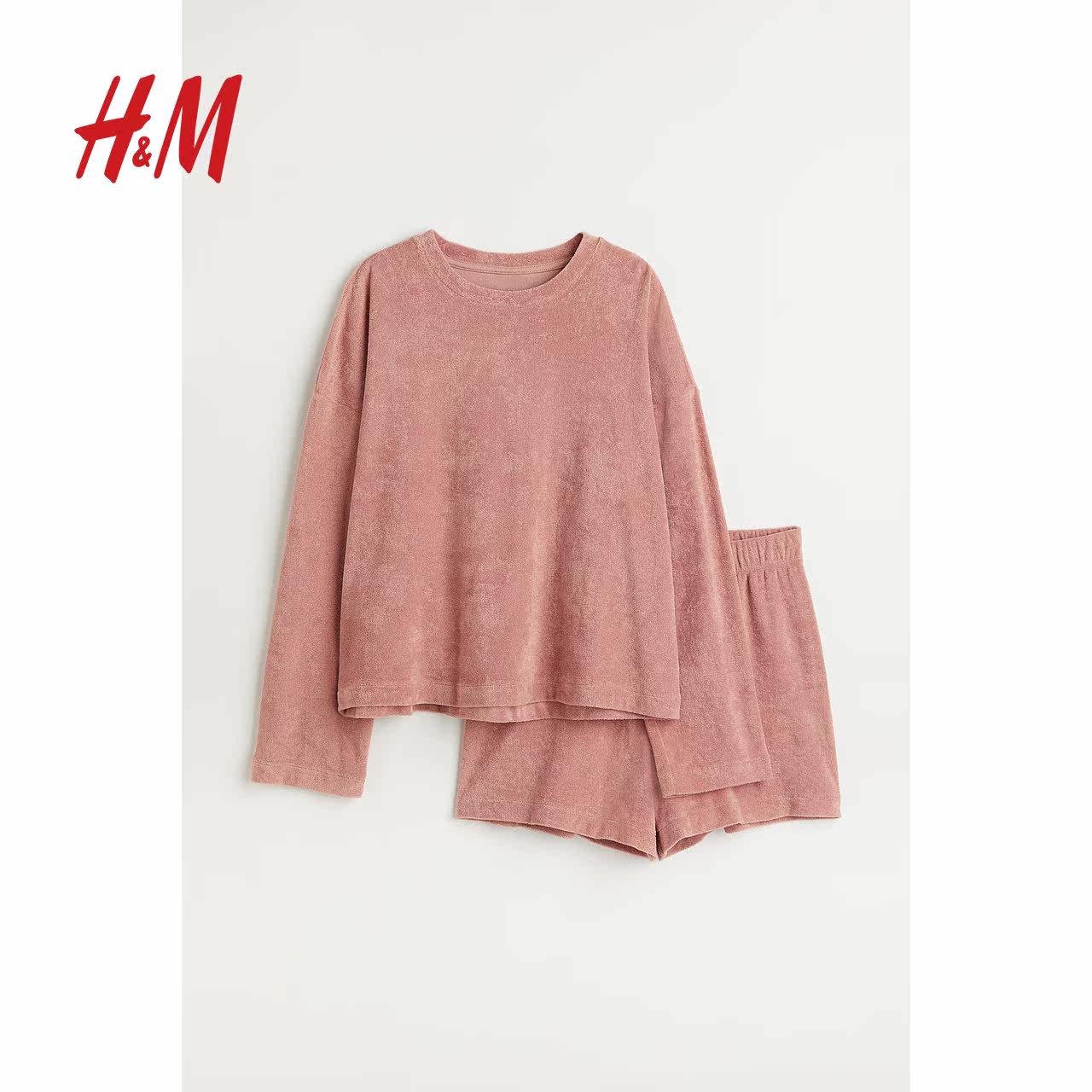 hm女士内衣睡衣套装毛绒质感短裤 HM睡衣/家居服套装