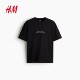 HM men's T-shirt 2025 autumn new bottoming shirt with loose printed short-sleeved round neck top 0967955