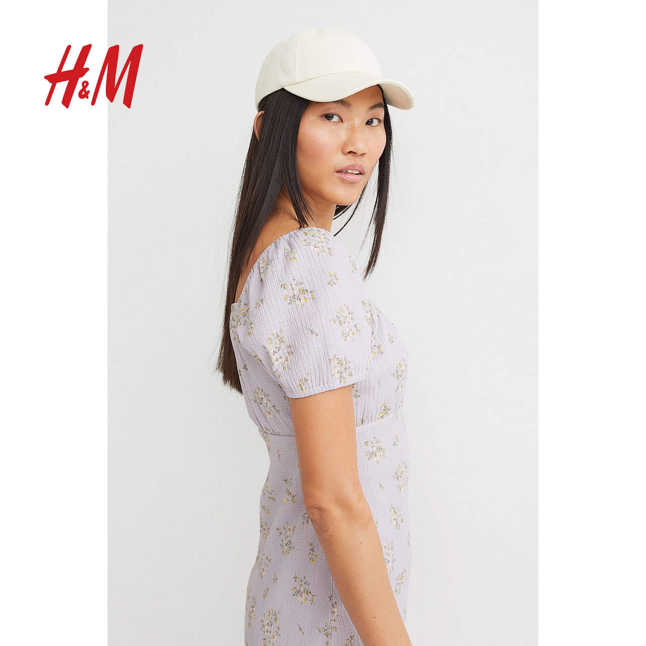 hm春季新品女装泡泡袖连衣裙1074628