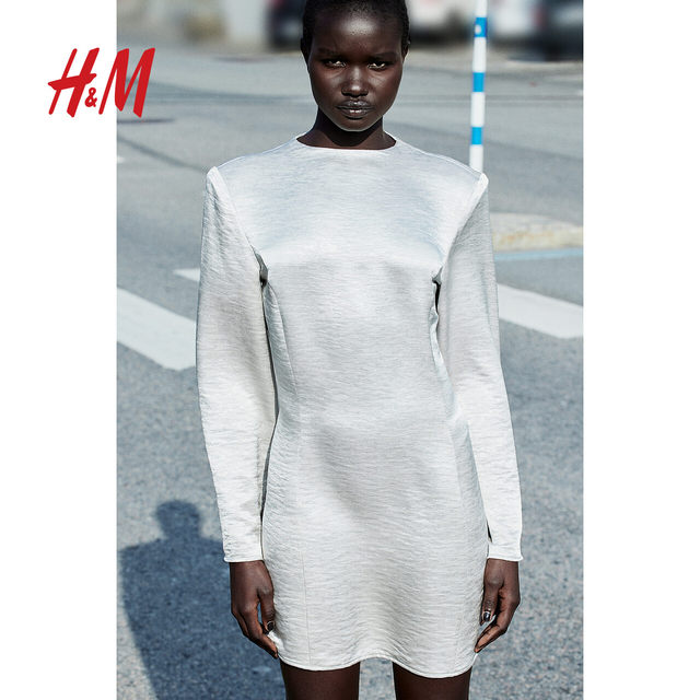 HM women's dress autumn fashion soft casual simple backless satin skirt 1207696