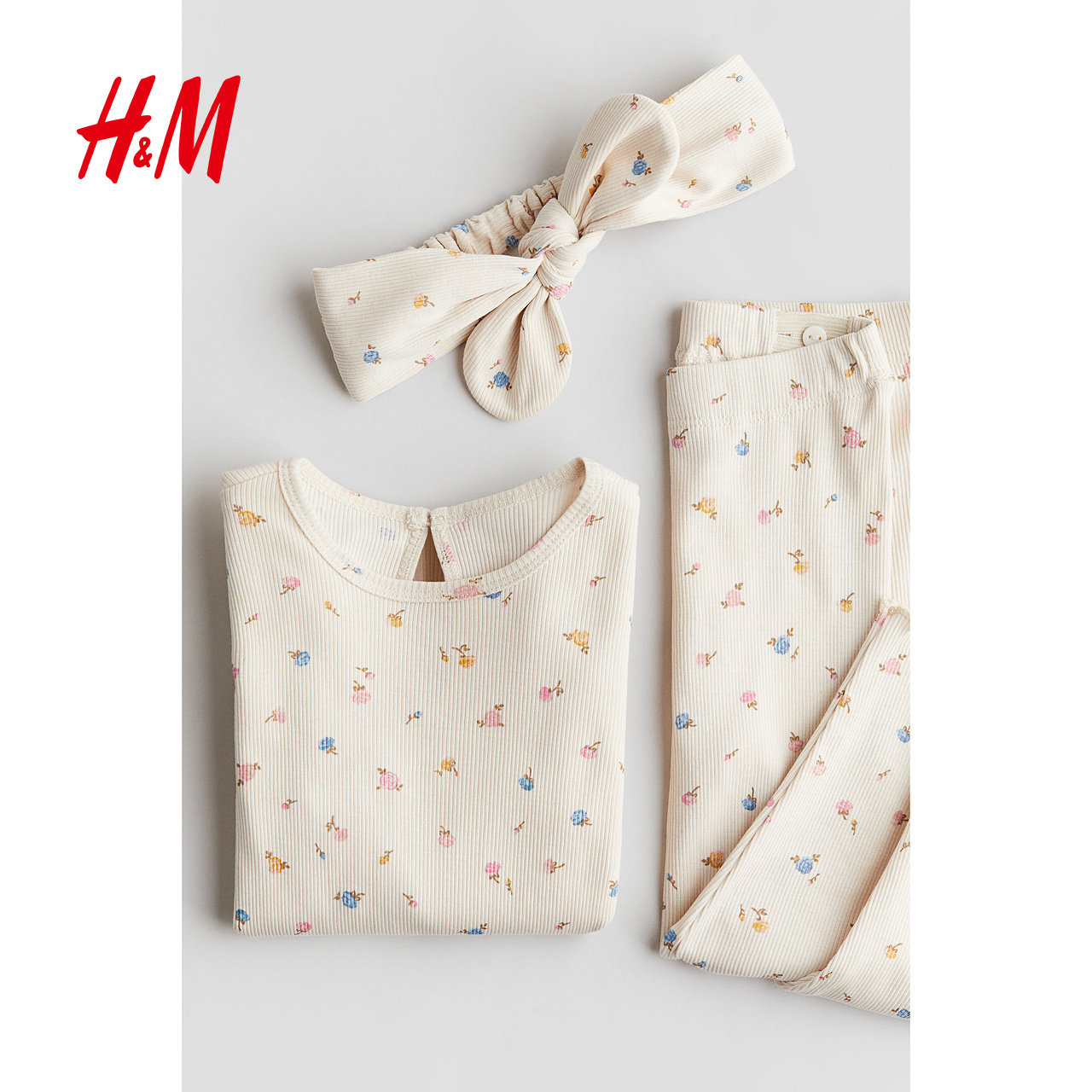HM童装女婴套装3件式冬季棉质汗布套装1268701,淘宝优惠券,粉丝福利购,淘宝优惠卷