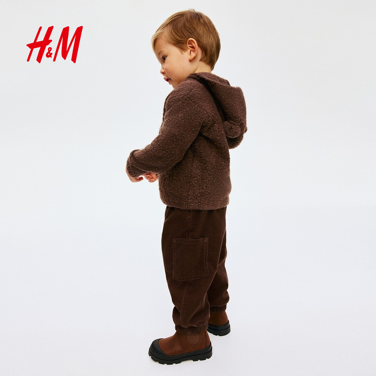 HM童装男婴针织衫冬季时尚圈绒针织连帽开衫打底衫1267043,淘宝优惠券,粉丝福利购,淘宝优惠卷