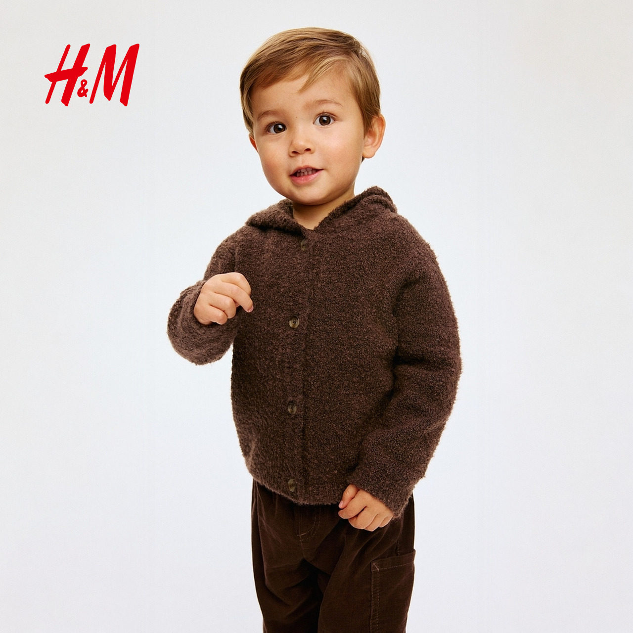 HM童装男婴针织衫冬季时尚圈绒针织连帽开衫打底衫1267043,淘宝优惠券,粉丝福利购,淘宝优惠卷