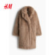 HM women's woolen coat winter warm imitation fur mid-length velvet coat woolen coat 1101014