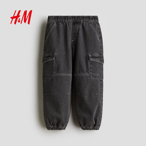 HM童装儿童男童25夏季牛仔裤仿工装牛仔慢跑裤1308757 - 图3