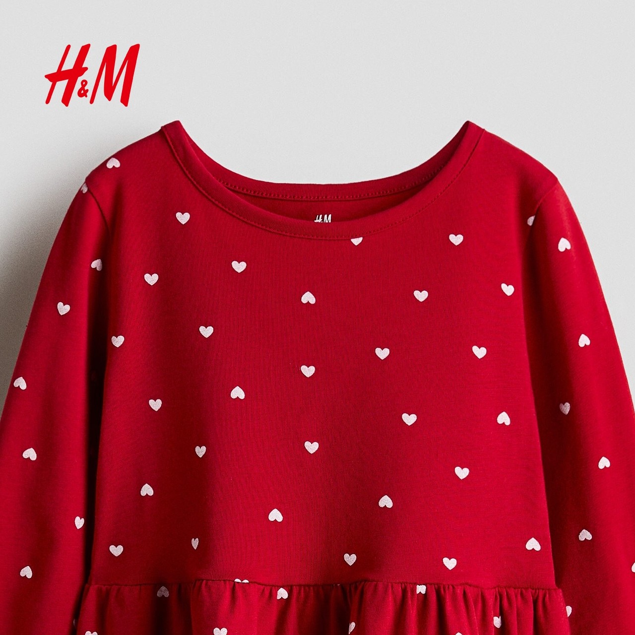 HM童装儿童女童红色裙子冬季马年拜年服新年印花裙1245392,淘宝优惠券,粉丝福利购,淘宝优惠卷