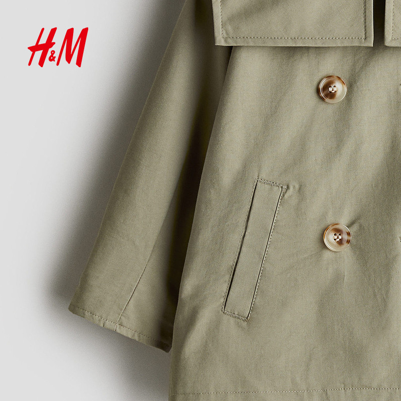 HM童装儿童女童外套冬季时尚洋气双排扣大廓形风衣开衫1202163,淘宝优惠券,粉丝福利购,淘宝优惠卷