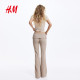 HM Women's Pants Summer Waist Fold Design Rib Knit Commuting Smart Wear Leggings 1314269
