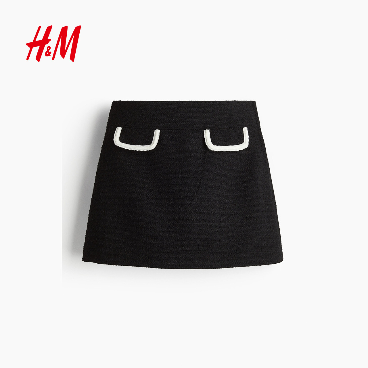 HM女装半身裙春季年春季直筒圈绒梭织高腰半身短裙1292331,淘宝优惠券,粉丝福利购,淘宝优惠卷