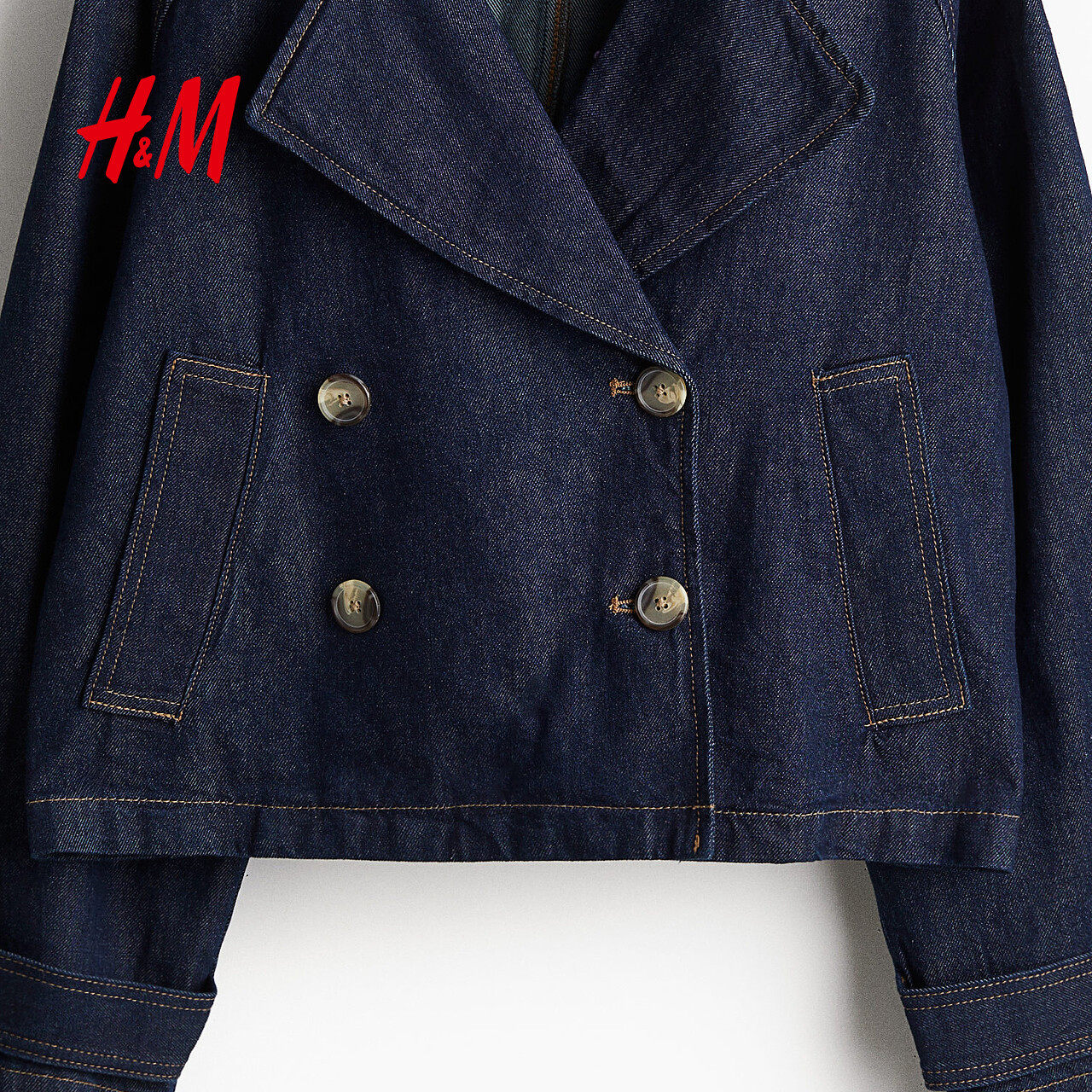 HM女装短外套冬季设计感廓形休闲双排扣大廓形长袖短风衣1250175,淘宝优惠券,粉丝福利购,淘宝优惠卷