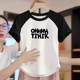 Raglan splicing irregular hem design short white short-sleeved T-shirt women's tops 2025 new summer