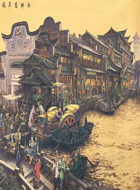 古玩字画复古做旧工艺品 长卷手卷南巷旧梦已装裱室内装饰画批发