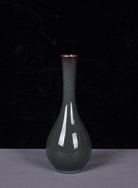龙泉青瓷摆件个性时尚简约花器家居装饰品水培花插花瓶长颈胆瓶