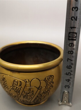 古玩杂项批发仿古做旧黄铜缸摆件缸家居摆件笔洗批发