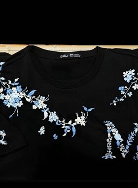 【成品】订制手工代刺绣长短袖姓字母衣服手工t恤情侣代绣花男友