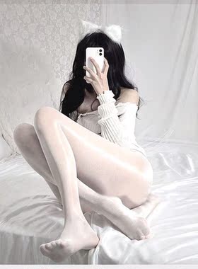 珠光丝袜性感马油黑丝透彩白丝连裤袜珠光油亮黑色丝袜超薄款夏季