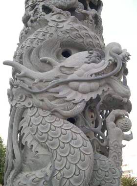 福建石雕龙柱寺庙花岗岩仿古手工