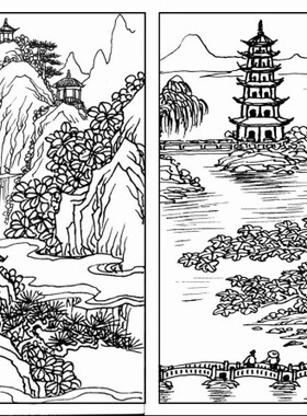 浮雕白描图灰度图设计 cad图方案石雕图案设计深化施工图加工制作