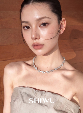 重工设计师锆石珍珠锁骨链