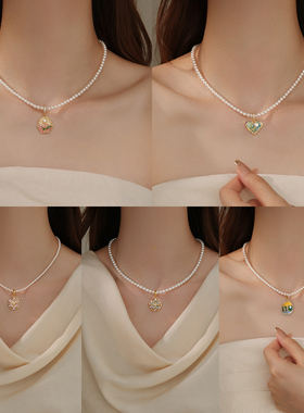 DIY万用扣单坠莫奈花园油画风可拆卸吊坠搭配小米珠复古法式配件