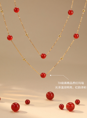 红玛瑙满天星项链颈链女长款