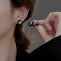 Large Creek Black Pearl Earrings Female Light Lavish 999 Pure Silver Earrings Superior 2024 New Exploits Autumn Winter Ear Accessories