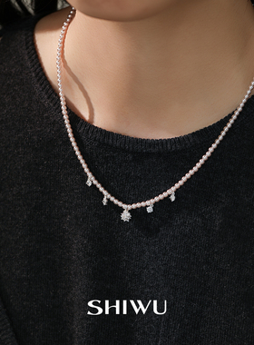 轻奢锆石吊坠珍珠锁骨链女新款