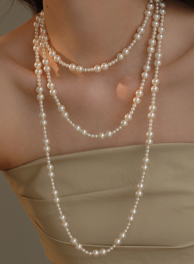 饰悟银饰珍珠女珍珠叠戴高级项链