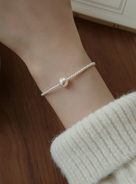 饰悟银饰女施家珍珠精致手链轻奢