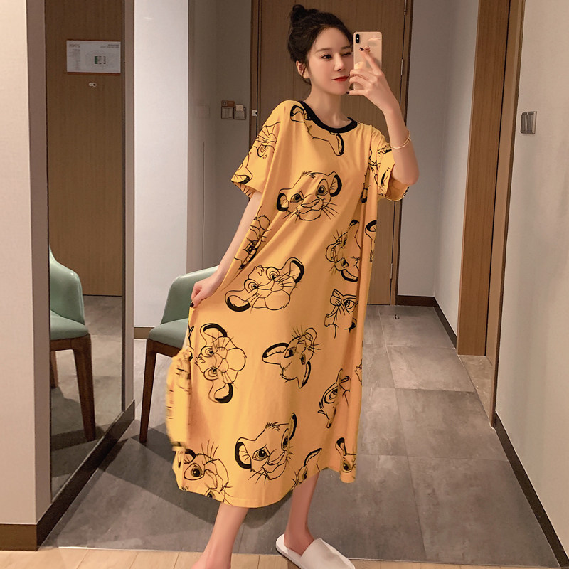 夏季纯棉过膝长款脚踝宽松孕妇睡裙 pkk睡裙