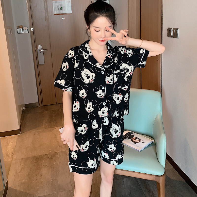 夏可爱日系短袖纯棉套装网红睡衣 pkk睡衣/家居服套装