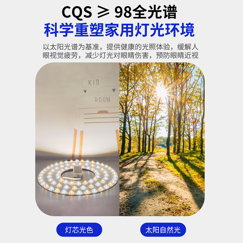 全光谱护眼led灯芯吸顶灯替换光源防蓝光书房卧室高显色Ra97灯盘-图0