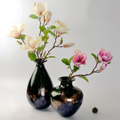 蜜蜂小姐玉兰花装饰套装仿真花插花器花束客厅中式花瓶花艺套装 虎窝淘