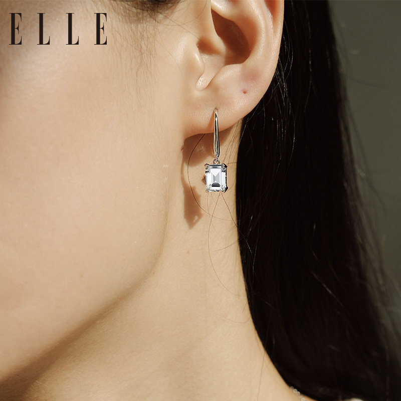 elle方糖大颗彩宝小众简约气质耳环 elle饰品耳环