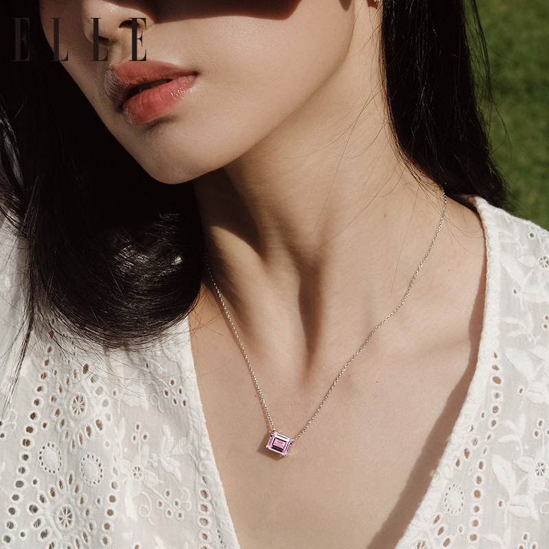 elle方糖大颗彩色宝石秋冬毛衣链 elle饰品项链