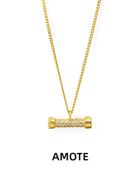 AMOTE《满钻星轮》哑铃吊坠S925银项链轻奢小众百搭精致锁骨链