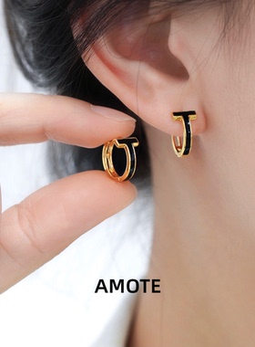 AMOTE简约高级T型耳圈S925银耳扣