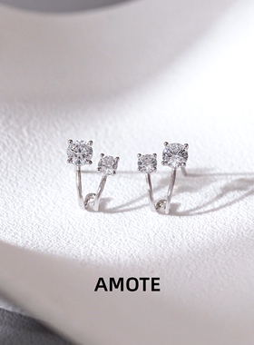 AMOTE《双芒星》简约小巧迷你个性甜美耳环S925银耳钉叠戴高级感