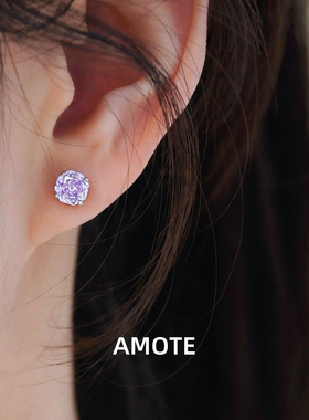 AMOTE《香氛玫瑰》极简单钻S925银耳钉轻奢玫瑰切耳环小众通勤款