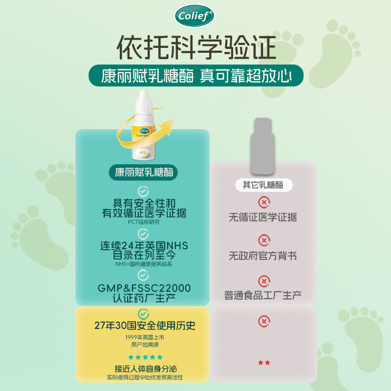 英国进口康丽赋乳糖酶 滴剂宝宝婴儿幼儿colief不耐受测试 消化酶