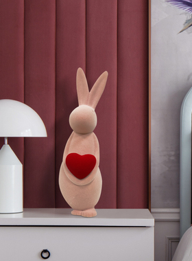 再发现可爱爱心兔子书房装饰摆件