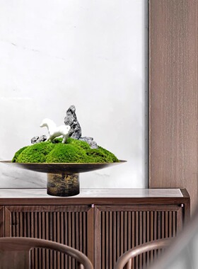禅意茶室仿真苔藓洽谈桌绿植摆件